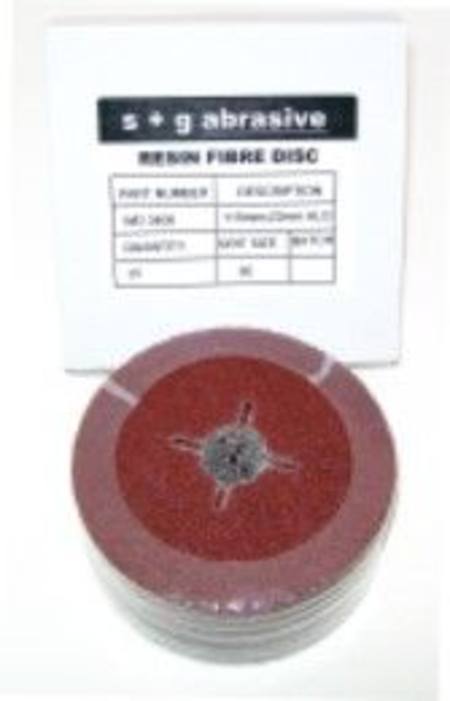 115mm x 22mm P80 FIBRE BACKED ABRASIVE DISC PKT 25