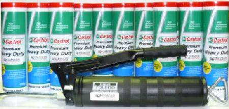 CASTROL CARTON OF 12 PREMIUM HEAVY DUTY GREASE 450gm CARTRIDGE WITH FREE TOLEDO 305217 GREASE GUN