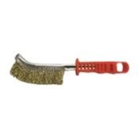 JOSCO BRASS WIRE HAND CREVICE BRUSH ORANGE/RED HANDLE