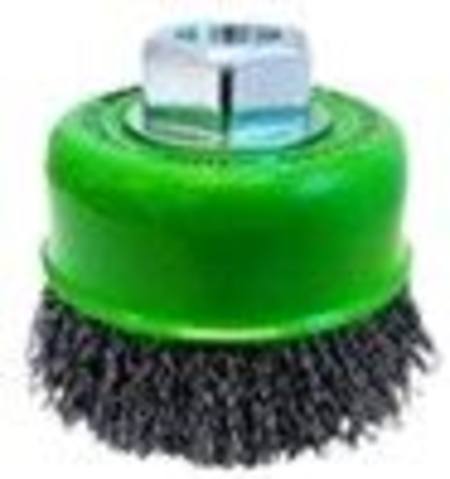 JOSCO CRIMPED STAINLESS STEEL  CUP BRUSH 75mm x M10/M14 MULTI THREAD WITH FREE STAINLESS CREVICE BRUSH 1/6/24-31/7/24