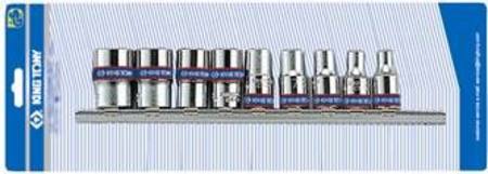 KING TONY 9pc 1/4dr SINGLE HEX METRIC SOCKETS ON RAIL