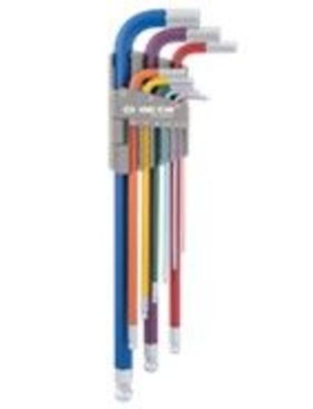 KING TONY EXTRA LONG BALL HEX KEY SET RAINBOW 1.5-10.0mm