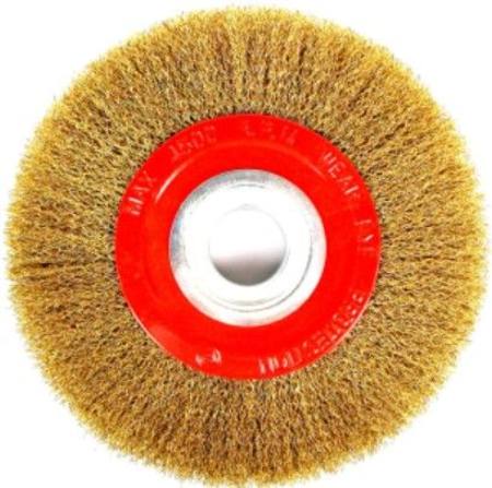 LION 200 x 25 x 32mm MULTI FIT BORE WIRE WHEEL BRASS COATED