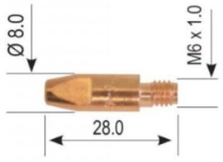 PARKER CONTACT TIP ECu 0.8MM D8 M6 x 30mm PKT 10