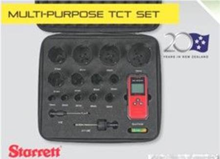 STARRETT 13pc MULTI PURPOSE TCT HOLE SAW KIT WITH STUD FINDER