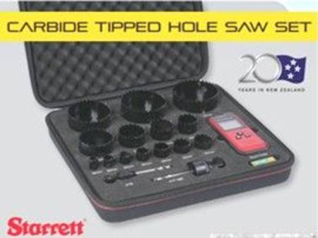 STARRETT 14pc TCT HOLE SAW KIT 16-92mm WITH STUD FINDER