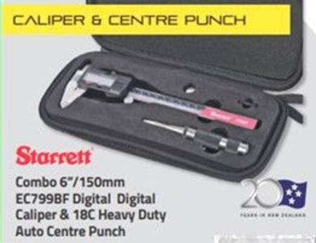 STARRETT 6"- 150mm ELECTRONIC CALIPER READS MM/INCH/FRACTION + AUTO CENTRE PUNCH