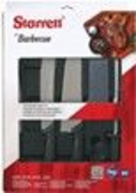 STARRETT 6PCE CHEFS BLACK HANDLE KNIFE SET WITH 8"/200mm CLEAVER