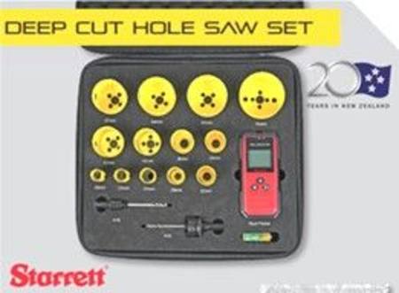 STARRETT DEEP CUT 13pc HOLE SAW KIT 20-76mm WITH STUD FINDER