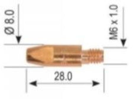 XCEL-ARC CONTACT TIP ECu 0.8MM D10 M8 x 30MM 10 PACK